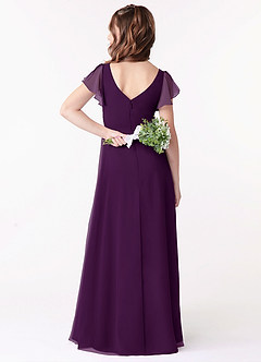 Azazie Omari Junior Grape A-Line Ruched Chiffon Dress image2