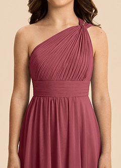 Azazie Skye Junior Merlot A-Line Pleated Chiffon Dress image5
