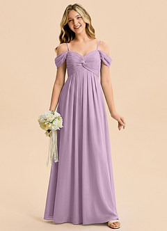 Azazie Kaitlynn Junior Wisteria A-Line Off the Shoulder Chiffon Dress image1