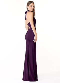 Azazie Emeria Bridesmaid Dresses Grape Mermaid Pleated Stretch Satin Dress image5
