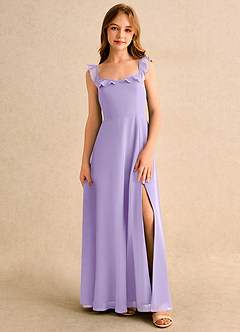 Azazie Chip Girls Formal Flower Girl Dresses Lilac A-Line Sleeveless Chiffon Dress image1
