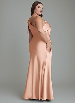 Azazie Yuanna Robes de demoiselle d'honneur Robe Sirène en Satin extensible Asymétrique Or Rose image9