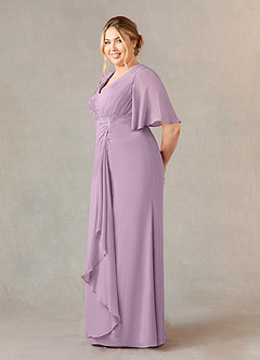 Azazie Carson Kleider für die Brautmutter A-Linie V-Hals Spitze Chiffon Kleid Blauregen image8