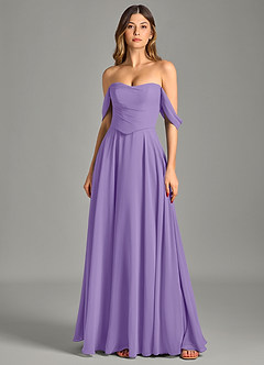 Azazie Chelsey Vestidos de damas de honor Vestido de Tahití de Gasa de Corte en A Convertible con Vestidos sin tirantes image6