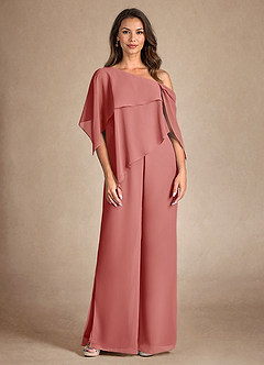 Azazie Halima Mother of the Bride Dresses Antique Rose Jumpsuit/Pantsuit Side Slit Chiffon Dress image5