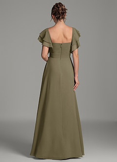 Azazie Dacia Bridesmaid Dresses Willow Green A-Line Ruched Chiffon Dress image5