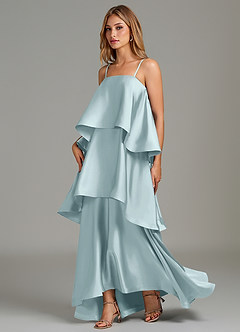 Azazie Azalea Bridesmaid Dresses Mist A-Line Ruched Stretch Satin Dress image3