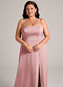 Azazie Wren Brudtärnklänningar Klä av A-Linje i Stretch Satin Axelbandslös Dammig Ros Konvertibel image11