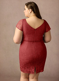 Azazie Lucilia Final Sale Rust Sheath Lace Dress image11