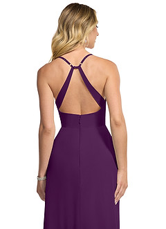 Azazie Davis Bridesmaid Dresses Grape A-Line V-Neck Chiffon Dress image6