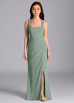 Azazie Mero Junior Silver Sage Mermaid Pleated Chiffon Dress image4