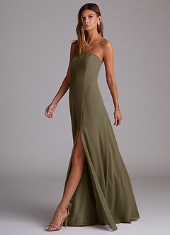 Azazie Wren Bridesmaid Dresses Willow Green A-Line Side Slit Chiffon Convertible Dress image6