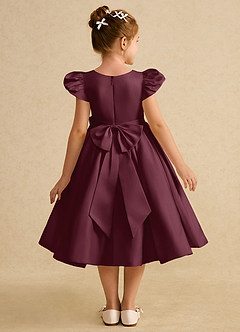Azazie Pearl Flower Girl Dresses Cabernet Ball-Gown Pleated Matte Satin Dress image2