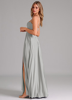 Azazie Akiko Bridesmaid Dresses Silver A-Line Sweetheart Neckline Stretch Satin Dress image7