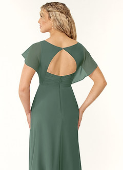 Azazie Rylee Brautjungfernkleider A-Linie Plissee Chiffon Kleid Eukalyptus image2