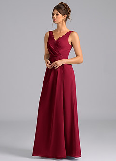 Azazie Bernice Bridesmaid Dresses Burgundy A-Line Pleated Chiffon Dress image5