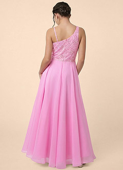 Azazie Peaches Junior Formal Linia A Zroszony Siatka Długość podłogi Młodsza druhna Sukienka image4