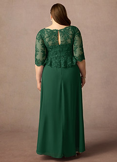 Azazie Averie Abiti per la Madre della Sposa Abito A-Line in Chiffon con Scollo a Barca e Paillettes Verde Scuro image8