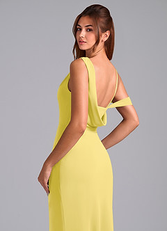 Azazie Madelyn Bridesmaid Dresses Canary Mermaid One Shoulder Chiffon Convertible Dress image2