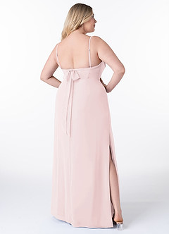 Azazie Mai Bridesmaid Dresses Blushing Pink Sheath Pleated Chiffon Dress image9
