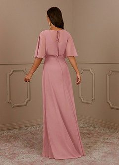 Azazie Oksana Abiti per la Madre della Sposa Abito A-Line in Chiffon con Scollo a V a Pieghe Rosa Polverosa image3
