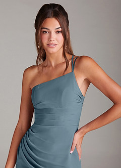 Azazie Eren Bridesmaid Dresses Twilight Sheath One Shoulder Chiffon Dress image5