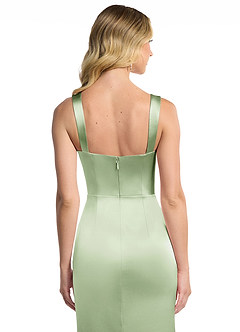 Azazie Alexis Vente Finale Robe Fourreau en Satiné métallisé Encolure en Forme de Cœur Vert Sauge image5