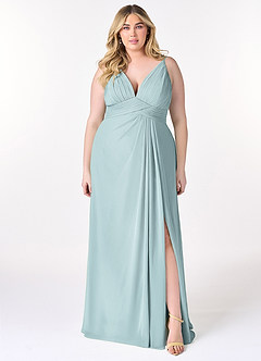 Azazie Maren Allure Bridesmaid Dresses Mist A-Line V-Neck Lace Chiffon Dress image6