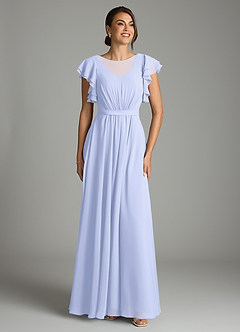 Azazie Daphne Modest Bridesmaid Dresses A-Line Ruffled Chiffon Floor-Length Dress image1