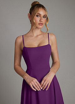 Azazie Elita Bridesmaid Dresses Grape A-Line Pleated Chiffon Dress image3
