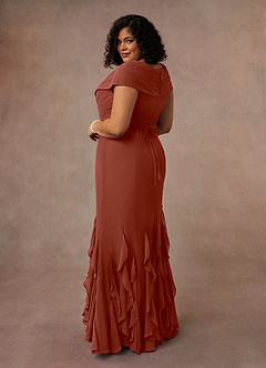 Azazie Bailora Mother of the Bride Dresses Auburn Mermaid Ruched Chiffon Dress image9