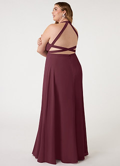 Azazie Clarice Bridesmaid Dresses Cabernet A-Line Halter Chiffon Dress image12