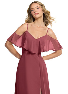 Azazie Jean Bridesmaid Dresses Merlot A-Line Chiffon Convertible Dress image6