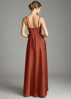 Azazie Elle Bridesmaid Dresses Auburn A-Line Pleated Stretch Satin Dress image5