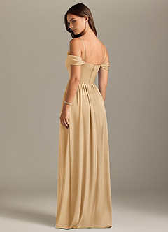 Azazie Calianna Bridesmaid Dresses Gold A-Line Off the Shoulder Stretch Satin Convertible Dress image10