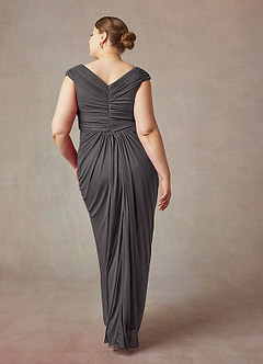 Azazie Lisolette Final Sale Steel Grey Sheath Pleated Mesh Dress image10