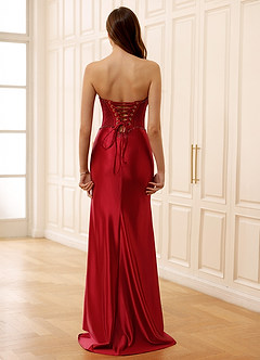 Arizona Red Corset Rhinestone Lace Prom Dress image2