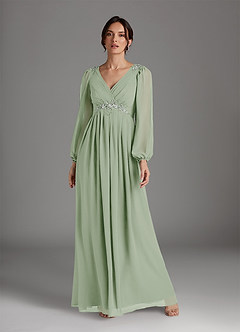 Azazie Gypsy Mother of the Bride Dresses Dusty Sage A-Line V-Neck Sequins Chiffon Dress image3