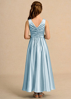 Azazie Ducky Girls Formal Flower Girl Dresses Sky Blue A-Line Pleated Stretch Satin Dress image2