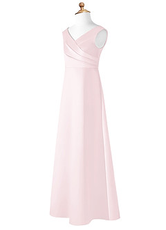 Azazie Sadia Vestido de Rosa Rubor de Satin Mate de Acampanado con Plisado image8
