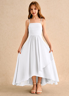 Azazie Twilight Dance Junior Formal Flower Girl Dresses White A-Line Pleated Chiffon Dress image6