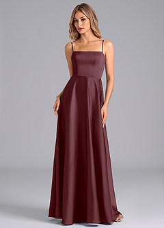 Azazie Elita Bridesmaid Dresses Sangria A-Line Pleated Stretch Satin Dress image6