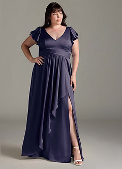 Azazie Omari Bridesmaid Dresses Stormy A-Line Stretch Satin Dress image10