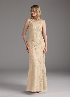 Azazie Whilhelmina At-home Try On Dresses Stormy Mermaid Lace Chiffon Dress image5