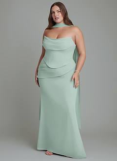 Azazie Sorrel Bridesmaid Dresses Agave Mermaid Corset Chiffon Dress image9