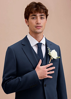 front Ethan Marino Scuro Giacca da abito in tessuto raffinato