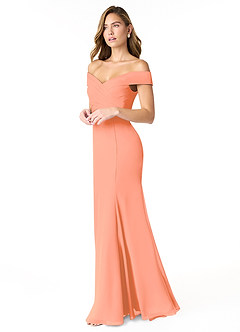 Azazie Lecia Vestidos de damas de honor Vestido de Atardecer de Gasa de Imperio Convertible con Plisado fuera del hombro image3