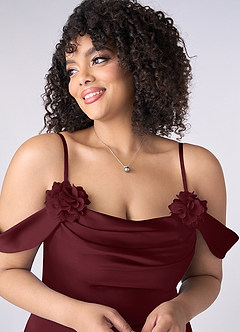 Barbie ♥ Azazie Venta Final Vestido de Barbie Pink de Satén Elástico de Corte en A Convertible con Vestidos sin tirantes image8