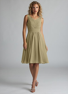 Azazie Grace Bridesmaid Dresses Moss Green A-Line Pleated Chiffon Dress image1