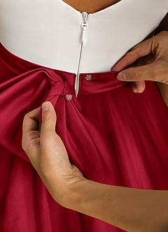 Azazie Sprout Flower Girl Dresses Scarlet A-Line Bow Tulle Dress image5